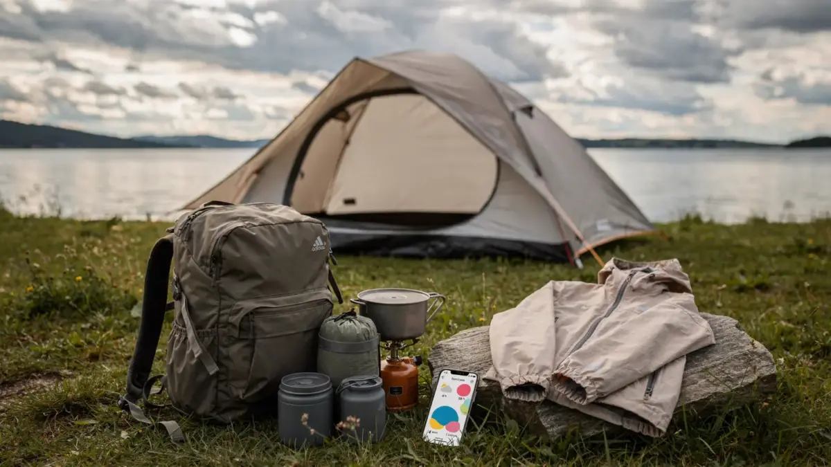 Campingplatz am Bodensee mit Zelt und Regenausrüstung bei Wetterumschwung für sicheres Zelten